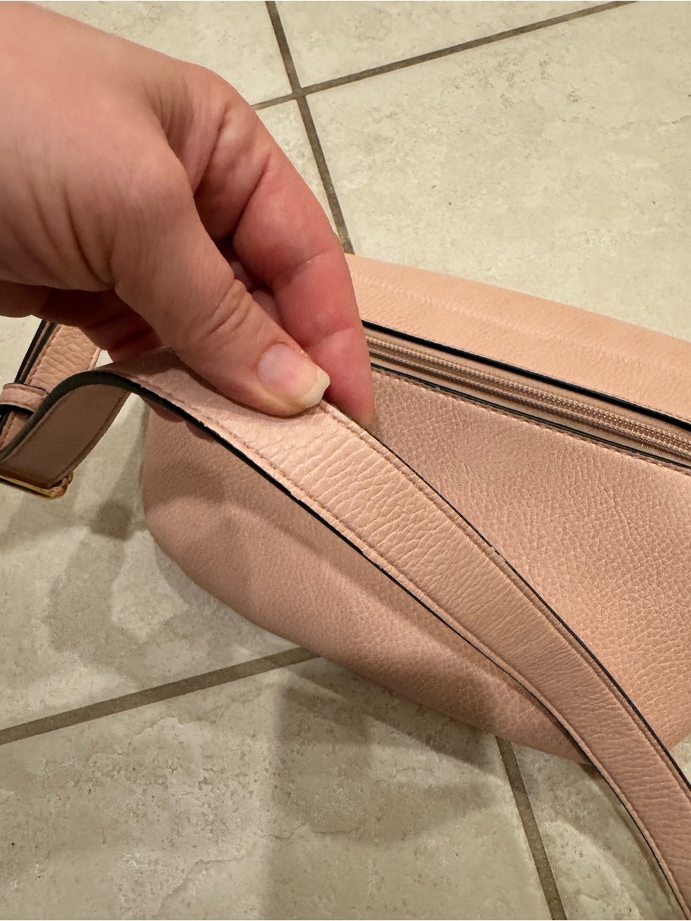 The SIDEKICK Blush Leather Crossbody Belt Bag - Picture 6 of 9